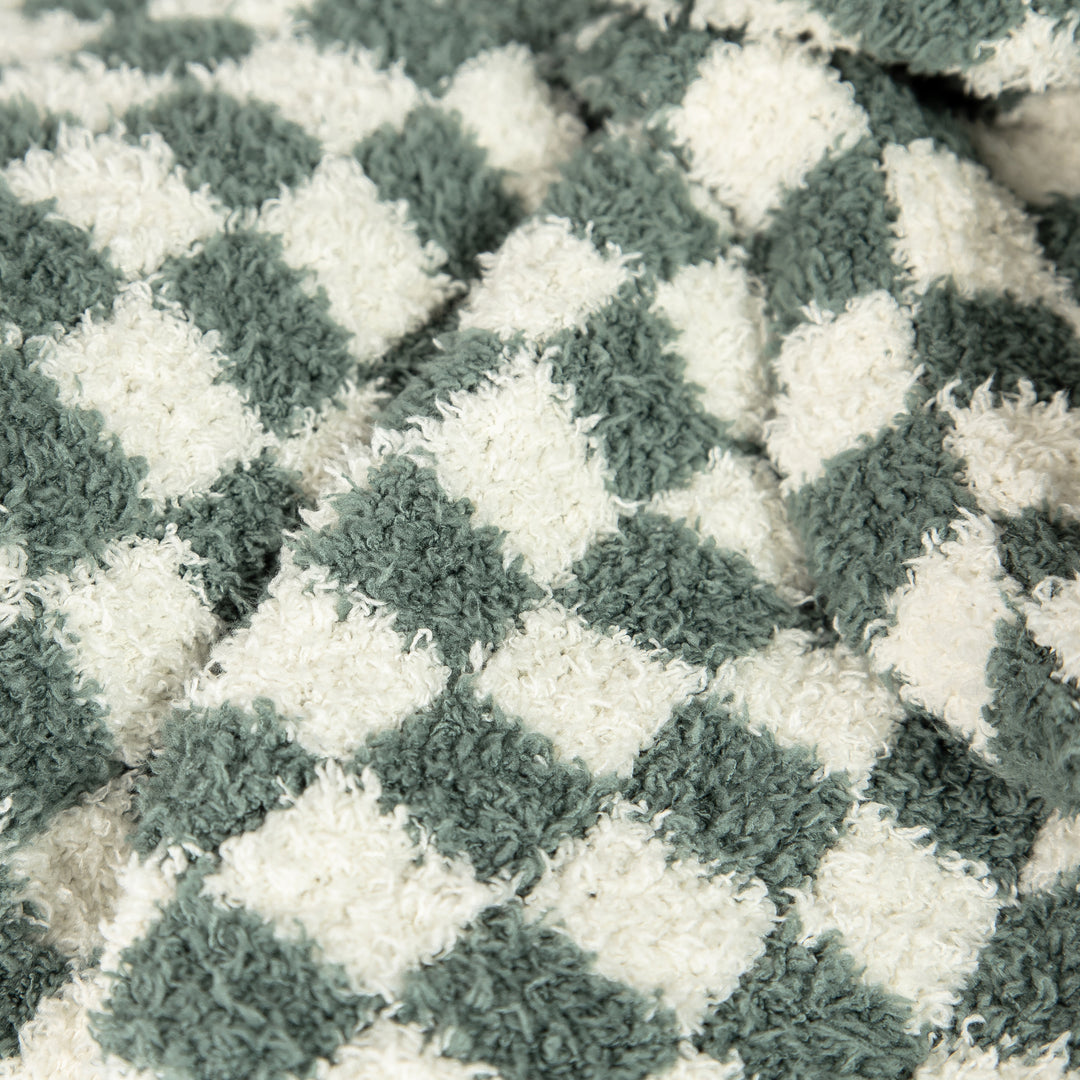 Baby's Breath & Forest Green Check Print Throw