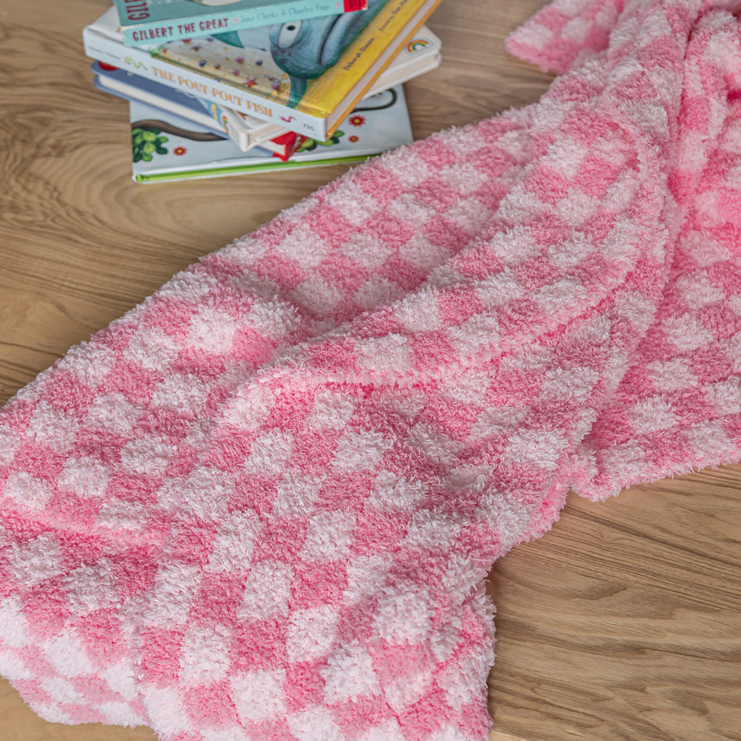 Cotton Candy Check Print Toddler Blanket