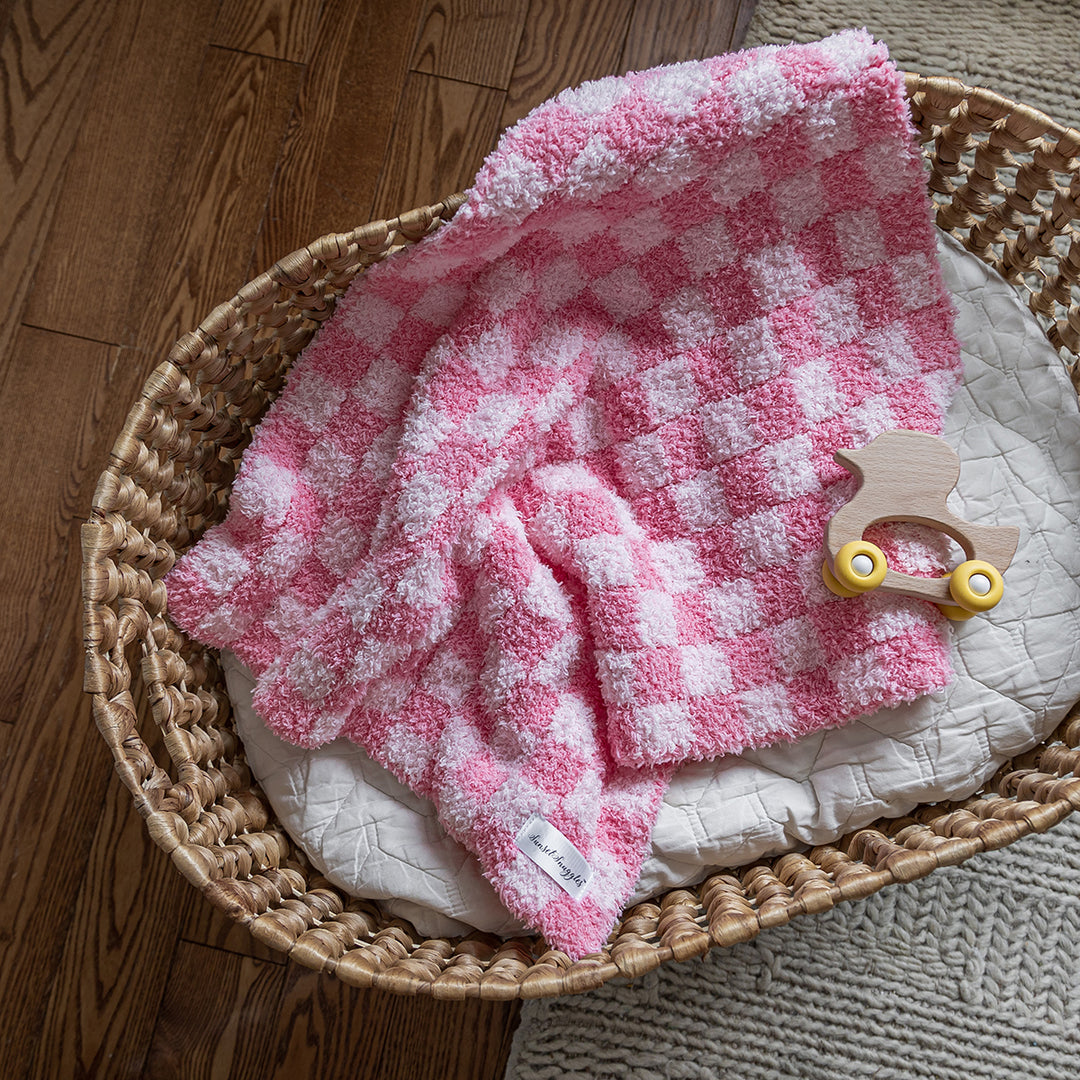 Cotton Candy Check Print Toddler Blanket