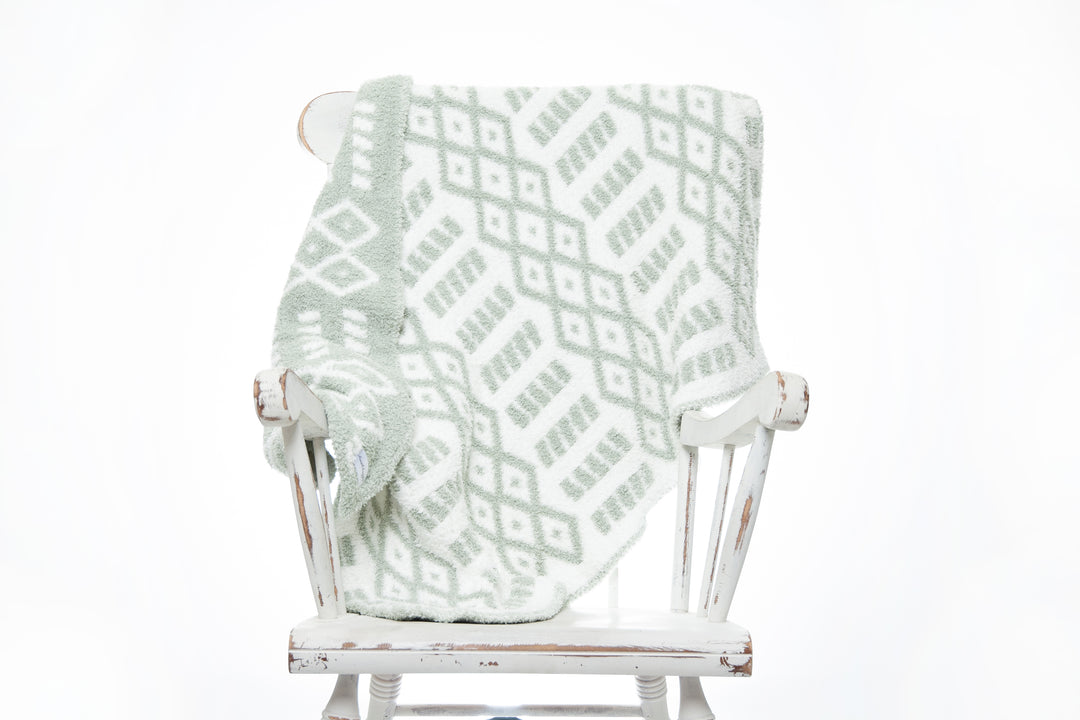 Desert Sage & White Diamond Point Print Toddler Blanket